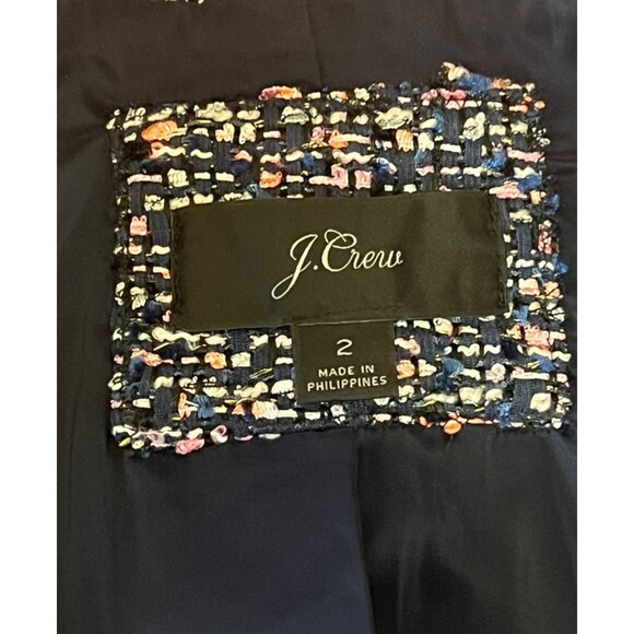 J. CREW Going Out Blazer Jacket Pink Confetti Metallic Tweed Open Front Womens 2 - Picture 7 of 11